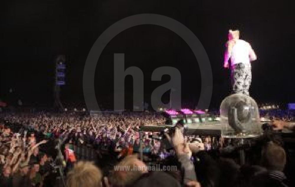 Keith Flint on stage with audience